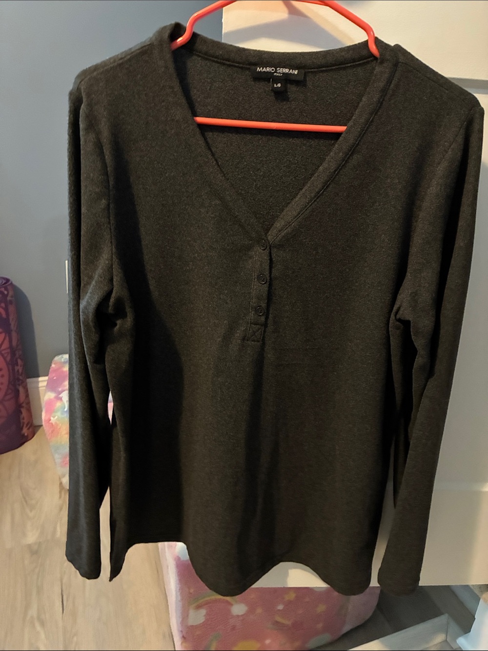 Mario Serrani Black Long-Sleeve V-Neck Henley